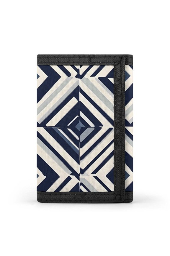 3.35in Three-Fold Wallet Is Compact In Size Convenient To Carry Easy To Open And Close And Durable Navy Geometric Patterns_4