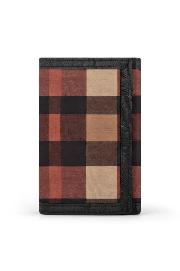3.35in Three-Fold Wallet Is Compact In Size Convenient To Carry Easy To Open And Close And Durable RosyBrown Buffalo Plaid Check Tartan Scotland_2