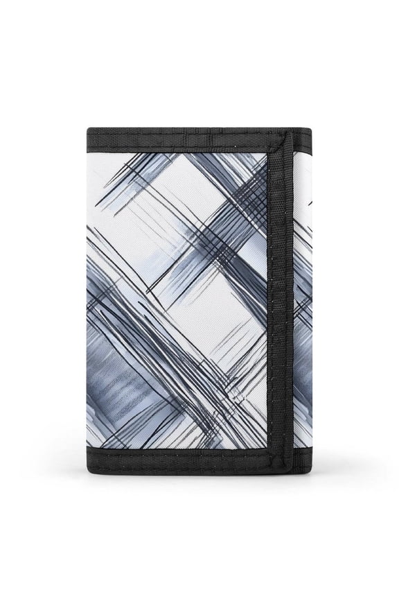 3.35in Three-Fold Wallet Is Compact In Size Convenient To Carry Easy To Open And Close And Durable Silver Checked Hand-drawn Sketch_1