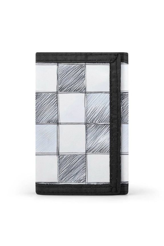 3.35in Three-Fold Wallet Is Compact In Size Convenient To Carry Easy To Open And Close And Durable Silver Checked Hand-drawn Sketch_3