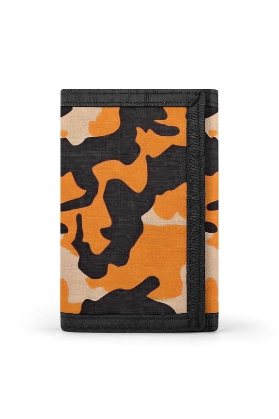 3.35in Three-Fold Wallet Is Compact In Size Convenient To Carry Easy To Open And Close And Durable Texture Camo Army Orange_4