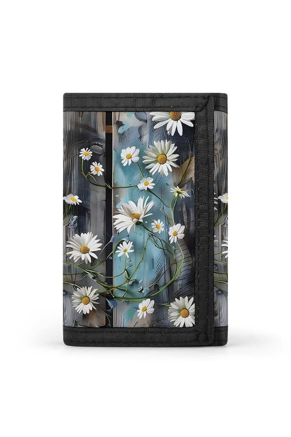 3.35in Three-Fold Wallet Is Compact In Size Convenient To Carry Easy To Open And Close And Durable Turquoise Wood Farmhouse Sunflowers (2)