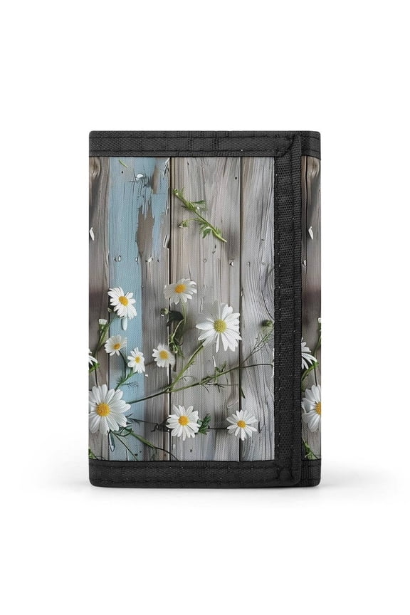 3.35in Three-Fold Wallet Is Compact In Size Convenient To Carry Easy To Open And Close And Durable Turquoise Wood Farmhouse Sunflowers (3)