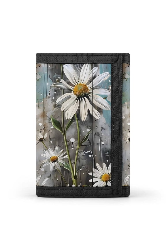 3.35in Three-Fold Wallet Is Compact In Size Convenient To Carry Easy To Open And Close And Durable Turquoise Wood Farmhouse Sunflowers (4)