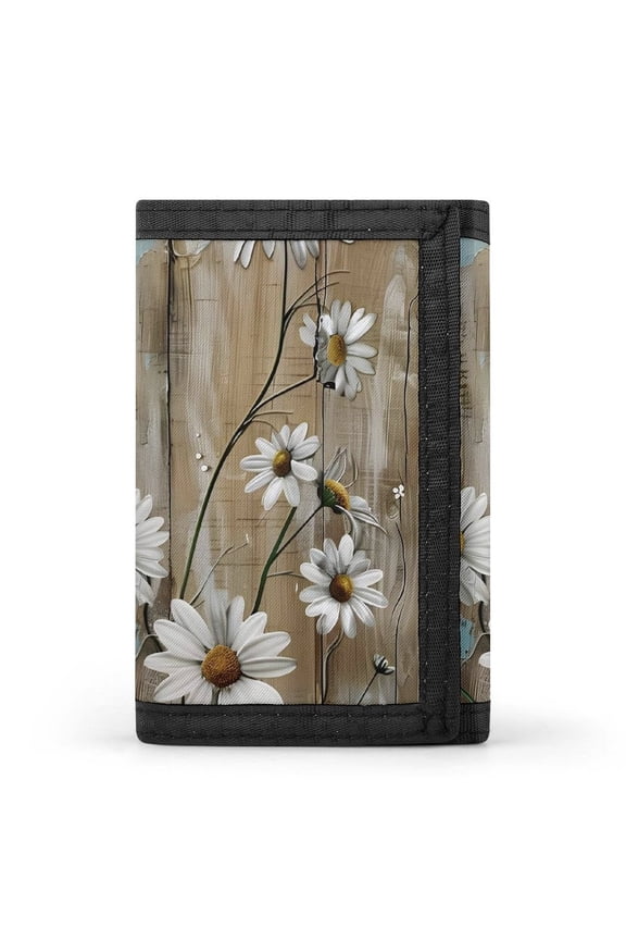 3.35in Three-Fold Wallet Is Compact In Size Convenient To Carry Easy To Open And Close And Durable Turquoise Wood Farmhouse Sunflowers (5)