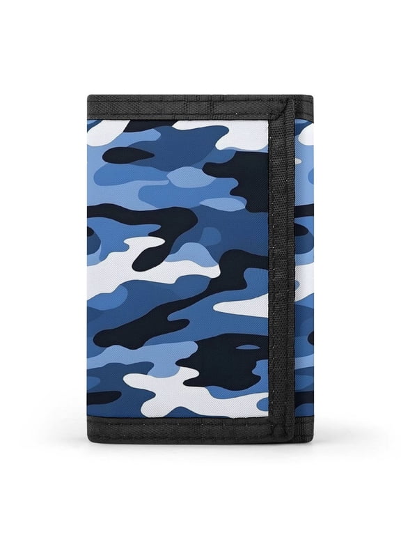 3.35in Three-Fold Wallet Is Compact In Size Convenient To Carry Easy To Open And Close And Durable Vector Camouflage Pattern Blue_2