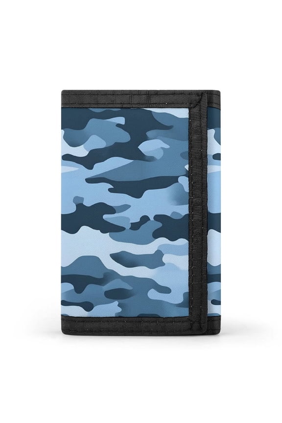 3.35in Three-Fold Wallet Is Compact In Size Convenient To Carry Easy To Open And Close And Durable Vector Camouflage Pattern Blue_3