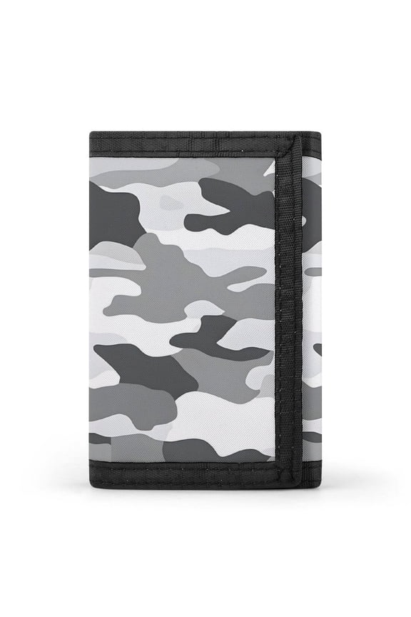 3.35in Three-Fold Wallet Is Compact In Size Convenient To Carry Easy To Open And Close And Durable Vector Camouflage Pattern Gray_2