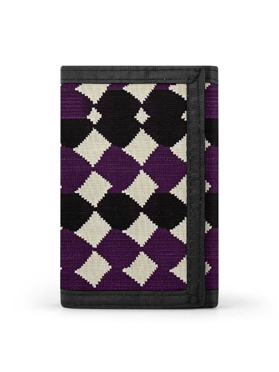3.35in Three-Fold Wallet Is Compact In Size Convenient To Carry Easy To Open And Close And Durable Violet Retro Houndstooth_3