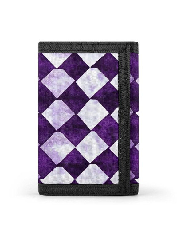 3.35in Three-Fold Wallet Is Compact In Size Convenient To Carry Easy To Open And Close And Durable Violet Retro Houndstooth_4