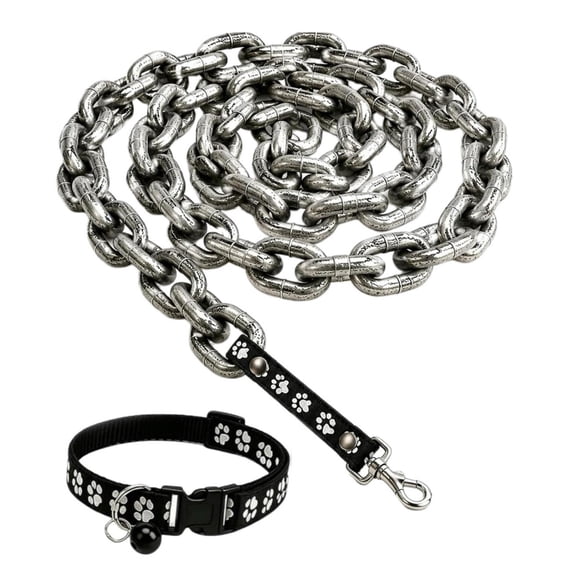 3.3-6.2 Ft Dog Leash Metal Leashes Chain Rope with Pet Collar Training Walking Leads Heavy Duty Anti Bite 360 Hook for Small Dog/Cat Photo Props
