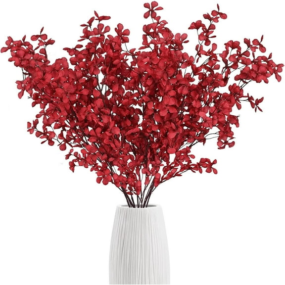 3.3'' Artificial Cherry Blossom Branches Flowers Silk Peach Blossoms Fake Apple Flowers Bulk Fake Cherry Blossom Decor Long Stem Floral Arrangements for Indoor Party Home Decor Red