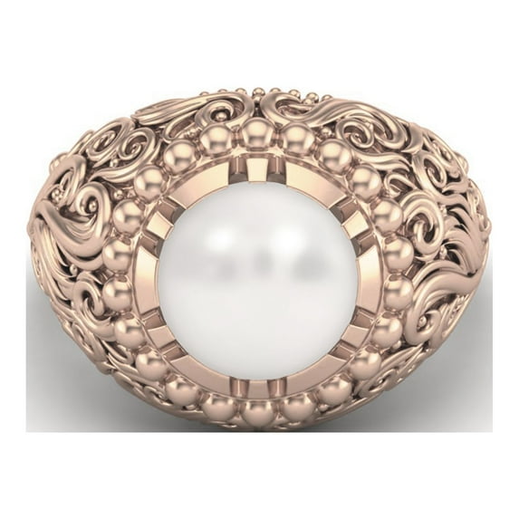 3.3 CT Round Shape Pearl 925 Sterling Silver Rose Vermeil Solitaire Women Cocktail Mother's Day Gift Ring