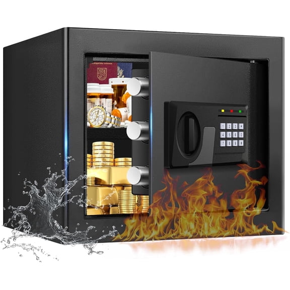 3.3 Cuft Large Fireproof Safe for Home, Home Safety Box Fireproof Waterproof with Electronic Keypad and Spare Keys, Anti-theft Digital Security Safe for Money Firearm Medicine Valuables