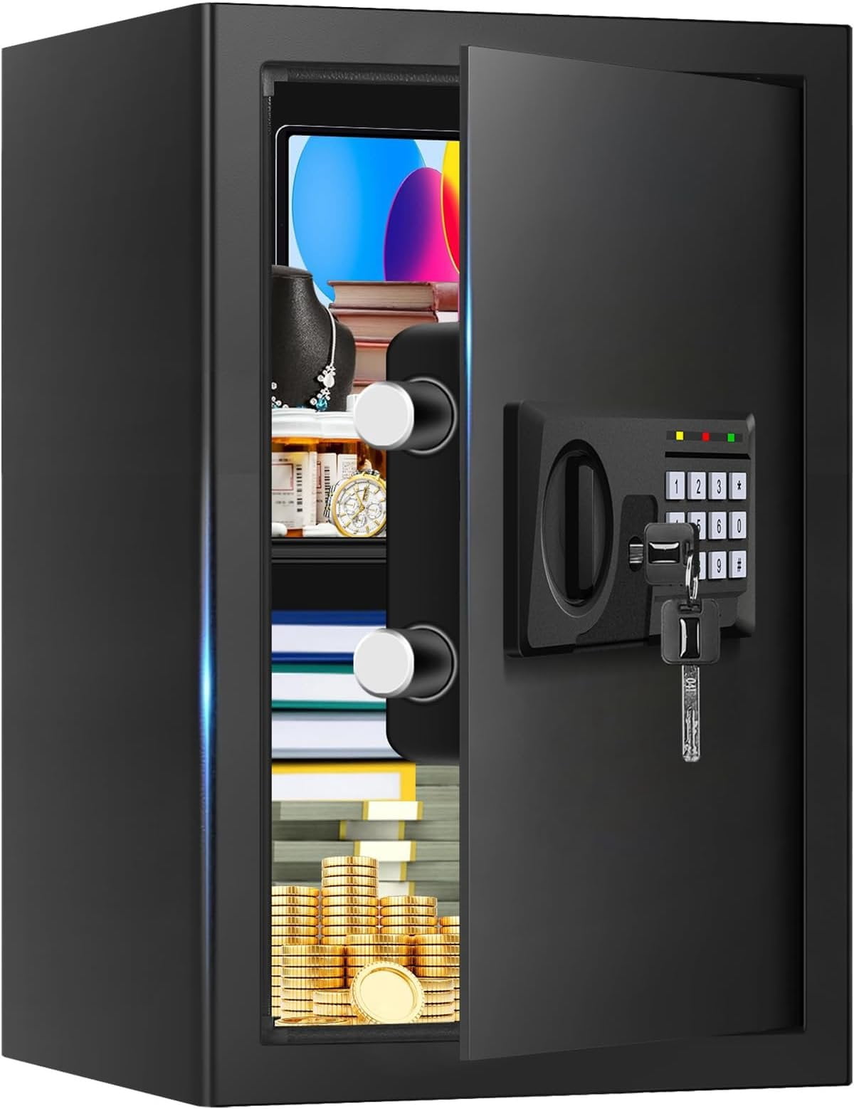 3.3 Cuft Large Fireproof Safe for ,  Safety Box Fireproof  with  Keypad and Spare , Anti- Digital  Safe for  Firearm  Valuables