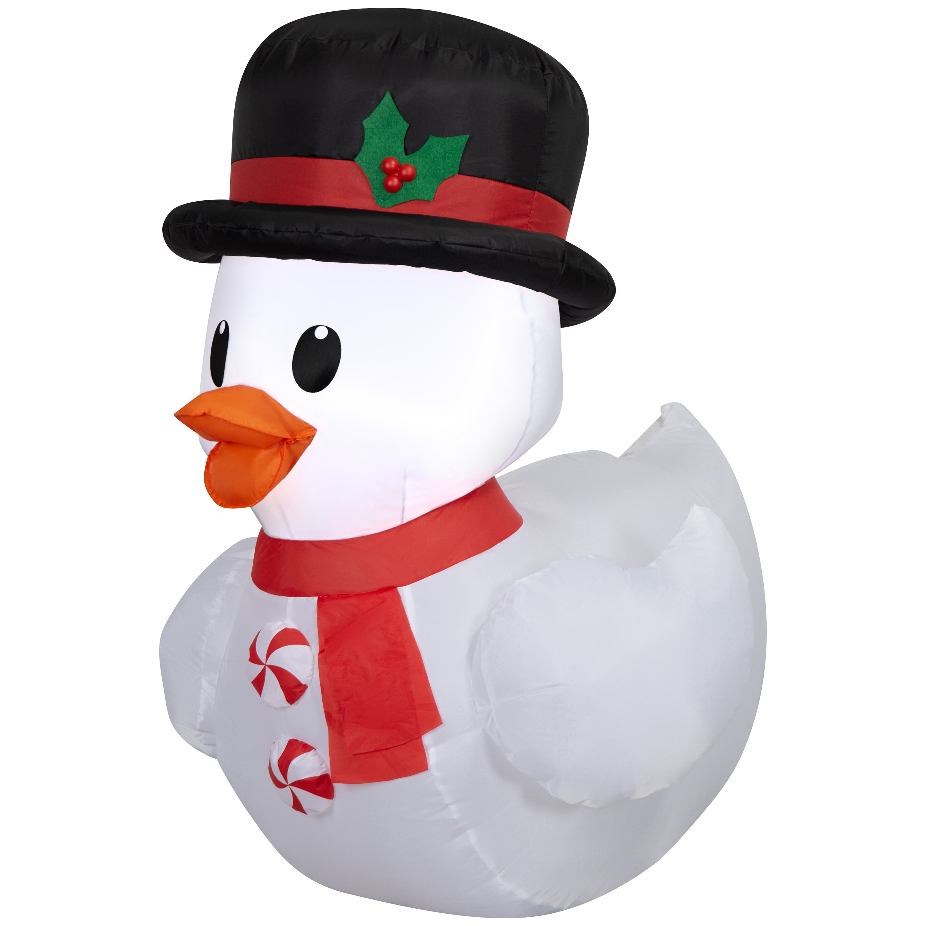 3.2 ft Snowman Rubber Ducky in Top Hat Christmas Airblown Yard Inflatable, White, by Holiday Time