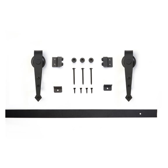 3.3 FT Black Carbon Steel REAL Mini Flat Track Barn Door Hardware For Kitchen Bathroom Cabinet Door ,Smooth Sliding