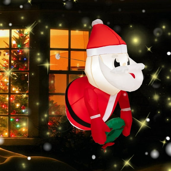 3.3 Feet Lighted Inflatable Santa Claus Broke Out from Window