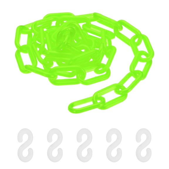 3.3 Feet Plastic Chain Links, Colorful Safety Chain Barrier with Buckle for Parks Airports Parking Lots Crowd Management, Green (35 x 4.5 mm)