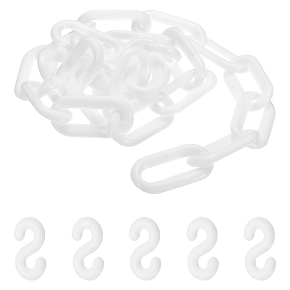 3.3 Feet Plastic Chain Links, Colorful Safety Chain Barrier with Buckle for Parks Airports Parking Lots Crowd Management, White (50 x 5.5 mm)