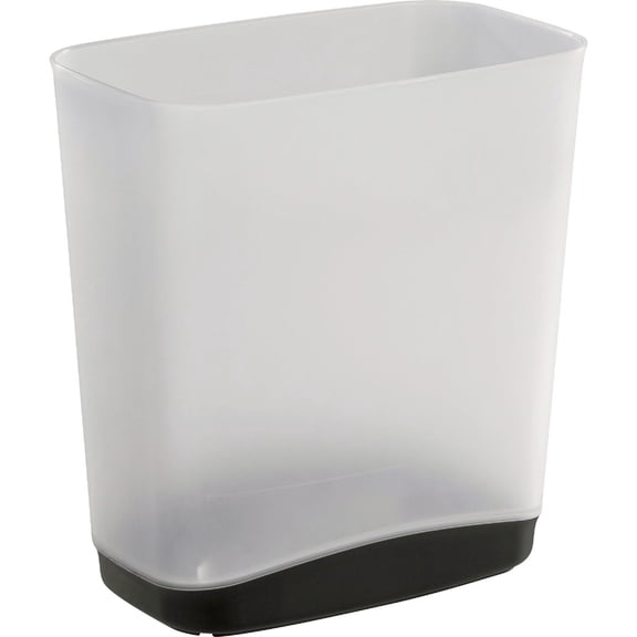 Unbranded 3.3 Gal Slim Wastebasket, Rectangular Plastic - Clear with Flat Gray Base  Residential Use, Standard Application