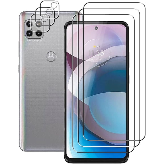 (3+3) For Motorola Moto G 5G and One 5G Ace / One 5G UW Ace (3 Pack) Tempered Glass Screen Protector with Camera Lens Protector, Anti Scratch, HD Clear