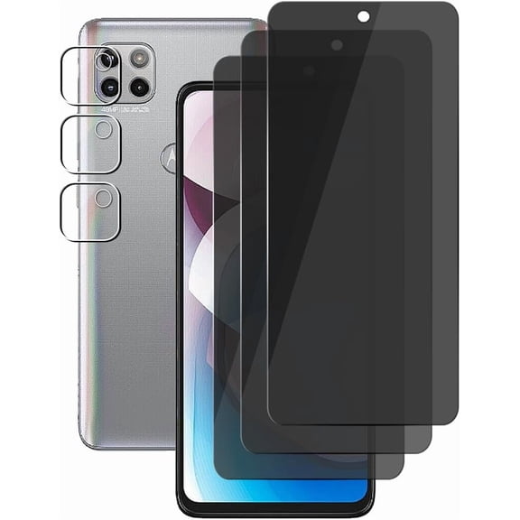 (3+3) For Motorola One 5G Ace/One 5G UW Ace/Moto G 5G (2020) (3 Pack) Anti Spy Private Tempered Glass Privacy Screen Protector with Camera Lens Protector, Anti Scratch