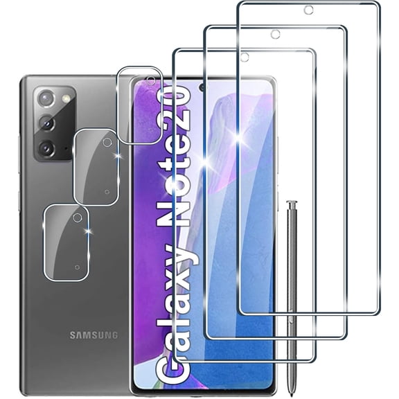 3+3 PACK Designed for Samsung Galaxy Note20 Screen Protector and Camera Lens Protector, 9H Hardness, Galaxy Note20 Tempered Glass cell Phone Film HD Clear