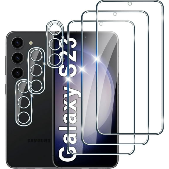 3+3 PACK Designed for Samsung Galaxy S23 Screen Protector and Camera Lens Protector, 9H Hardness, Galaxy S23 Tempered Glass cell Phone Film HD Clear