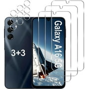 [3+3 Pack] Galaxy A16 5G Screen Protector + Camera Lens Protector, 9H Tempered Glass, Anti Scratch, Easy Installation, Bubble Free, HD Screen Protector for Samsung Galaxy A16 5G