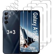 [3+3 Pack] Galaxy A16 5G Screen Protector + Camera Lens Protector, 9H Tempered Glass, Anti Scratch, Easy Installation, Bubble Free, HD Screen Protector for Samsung Galaxy A16 5G