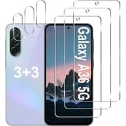 [3+3 Pack] Galaxy A36 5G Screen Protector + Camera Lens Protector, 9H Tempered Glass, Anti Scratch, Easy Installation, Bubble Free, HD Screen Protector for Samsung Galaxy A36 5G