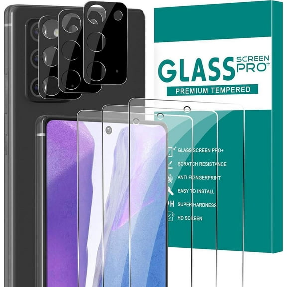 [3+3 Pack] Glass Screen Protector for Samsung Galaxy Note 20 with Camera Lens Protector, 3D Curved, 6.7 inch 9H Tempered Glass for Galaxy Note 20 Glass Screen Protector