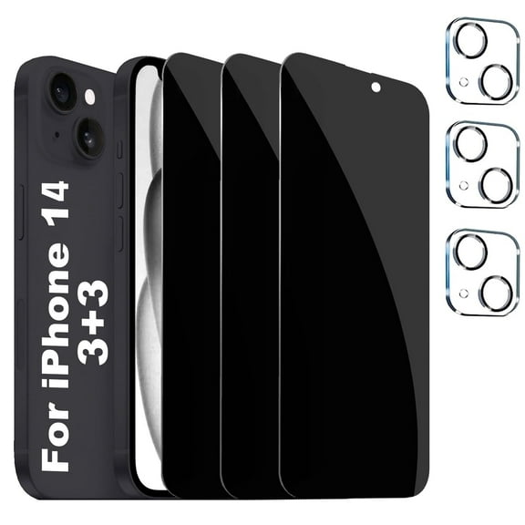 [3+3 Pack] KICOCOC For iPhone 14 Screen Protector with Camera Lens Protector