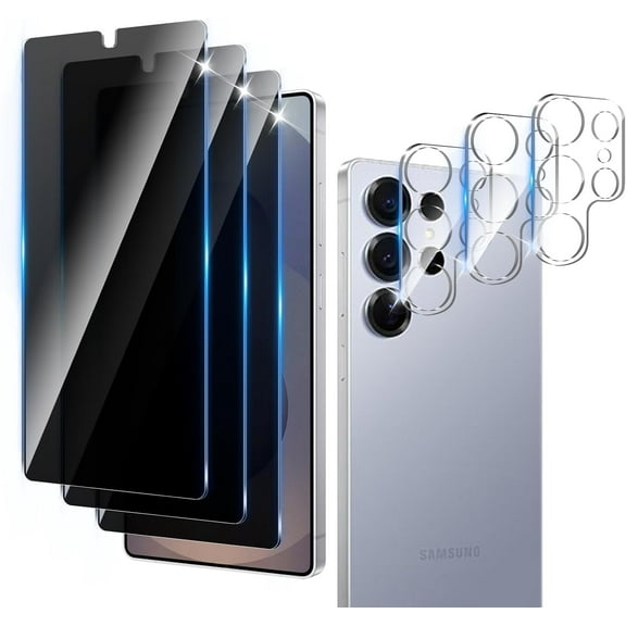 [3+3 Pack] KICOCOC for Samsung Galaxy S25 Ultra Privacy Screen Protector with Camera Lens Protector