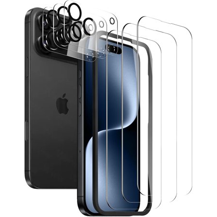 [3+3 Pack]KICOCOC for iPhone 17 Pro Screen Protector with Camera Lens Protector,Sensor Protection,Case Friendly Tempered Glass Film[9H Hardness] for iPhone 17 Pro