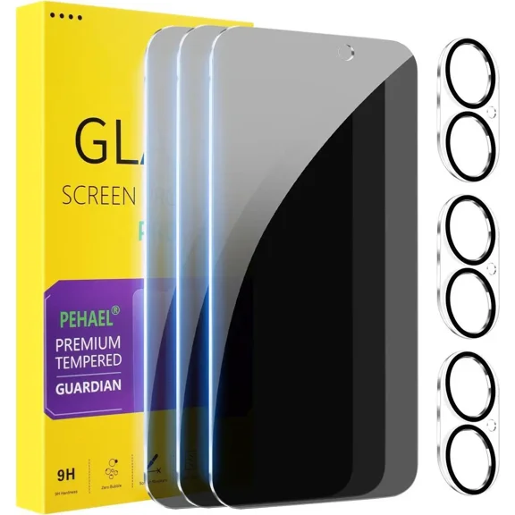 [3+3 Pack] for iPhone 17 Privacy Screen Protector with Camera Lens Protector Full Coverage Anti-Spy Tempered Glass Film 9H Hardness Easy Installation Bubble Free [6.3 inch]