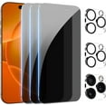 thumbnail image 1 of 3+3-Pack for iPhone Privacy Screen Protector with Camera Lens Protector, Full Coverage Anti-Spy Tempered Glass, 9H Hardness Anti-Glare & Bubble-Free Installation, 1 of 6