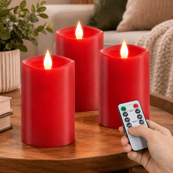 Led Remont 3 3 X 5 Inchesless Candle With Remote Control 3d Flickering Wick Real ...
