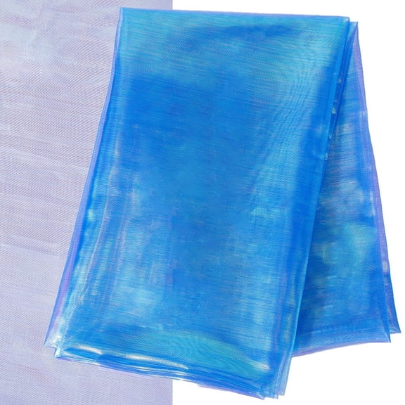 3.3 Yard Blue Iridescent Hologra ic Gauze Fabric 59 Inch Width Satin Laser Cloth Magicrainbow Laser Gradient Organza Lace