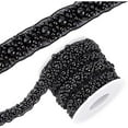 thumbnail image 1 of 3.3 Yard Faux Pearls Lace Ribbon 0.6inch Wide Black Beaded Crystal Rhinestone Applique Edge Lace Ribbon, 1 of 9