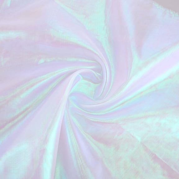 3.3 Yard Sheer Magic Rainbow Laser Holographic Fabric, Gradient Organza, Iridescent, White (Pastel), 59x118 Inches, Polyester, Plain Weave, Abstract Pattern, Machine Washable