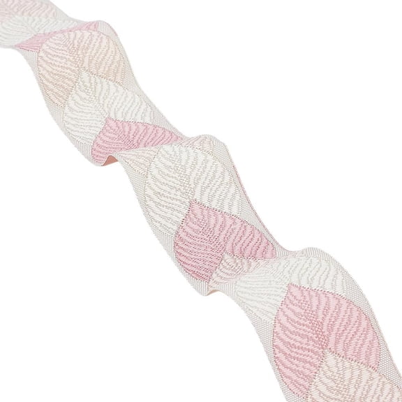 3.3 Yards(3M) Leaf Jacquard Ribbon Trim 1.2 Inches Wide Pink Leaf Lace Ribbon Embroidered Lace Trim Leaf Pattern Ribbon Curtains Decor