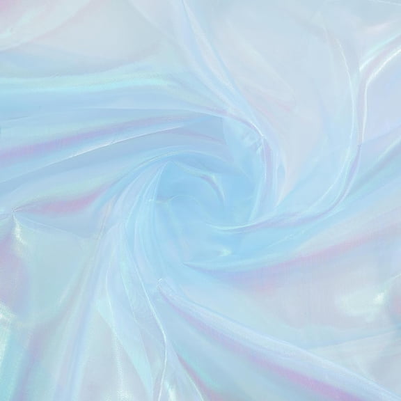 3.3 Yards 59 Inch Wide Blue Iridescent Organza Fabric Polyester Magic Rainbow Holographic Shinny Gauze Sheer Gradient Lace Fabrics for Dress Background Party Home Decor DIY Crafts Supplies