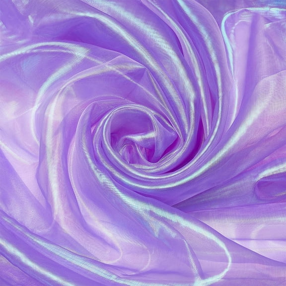 3.3 Yards Organza Fabric Rainbow Gradient Lace Iridescent Holograic Gauze Fabric for Wedding Dress Curtain otogray Background DIY Supplies Decor 59inch Wide Medium Purple