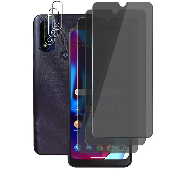 (3+3) for Motorola Moto G Pure (3 Pack) Anti Spy Private Tempered Glass Privacy Screen Protector and (3 Pack) Camera Lens Protector