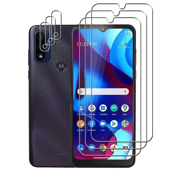 (3+3) for Motorola Moto G Pure (3 Pack) Tempered Glass Screen Protector and (3 Pack) Camera Lens Protector