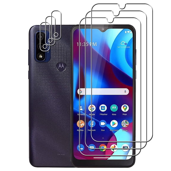 (3+3) for Motorola Moto G Pure (3 Pack) Tempered Glass Screen Protector and (3 Pack) Camera Lens Protector
