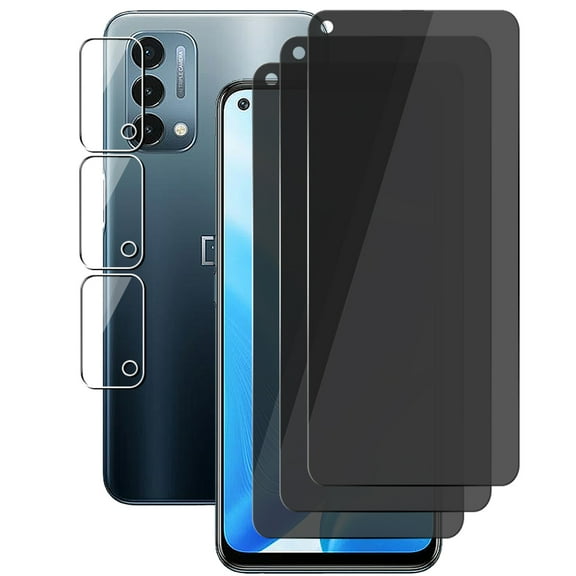 UZWZW (3+3) for OnePlus Nord N200 5G Privacy Screen Protector Tempered Glass with Camera Lens Protector