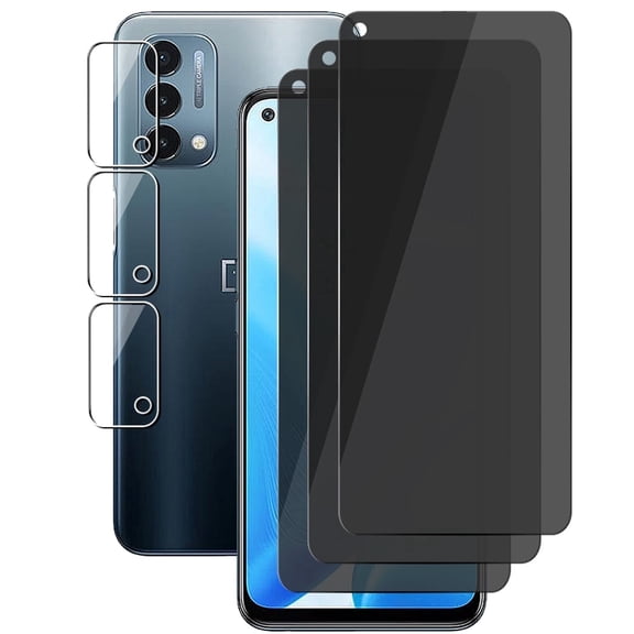 UZWZW (3+3) for OnePlus Nord N200 5G Privacy Screen Protector Tempered Glass with Camera Lens Protector